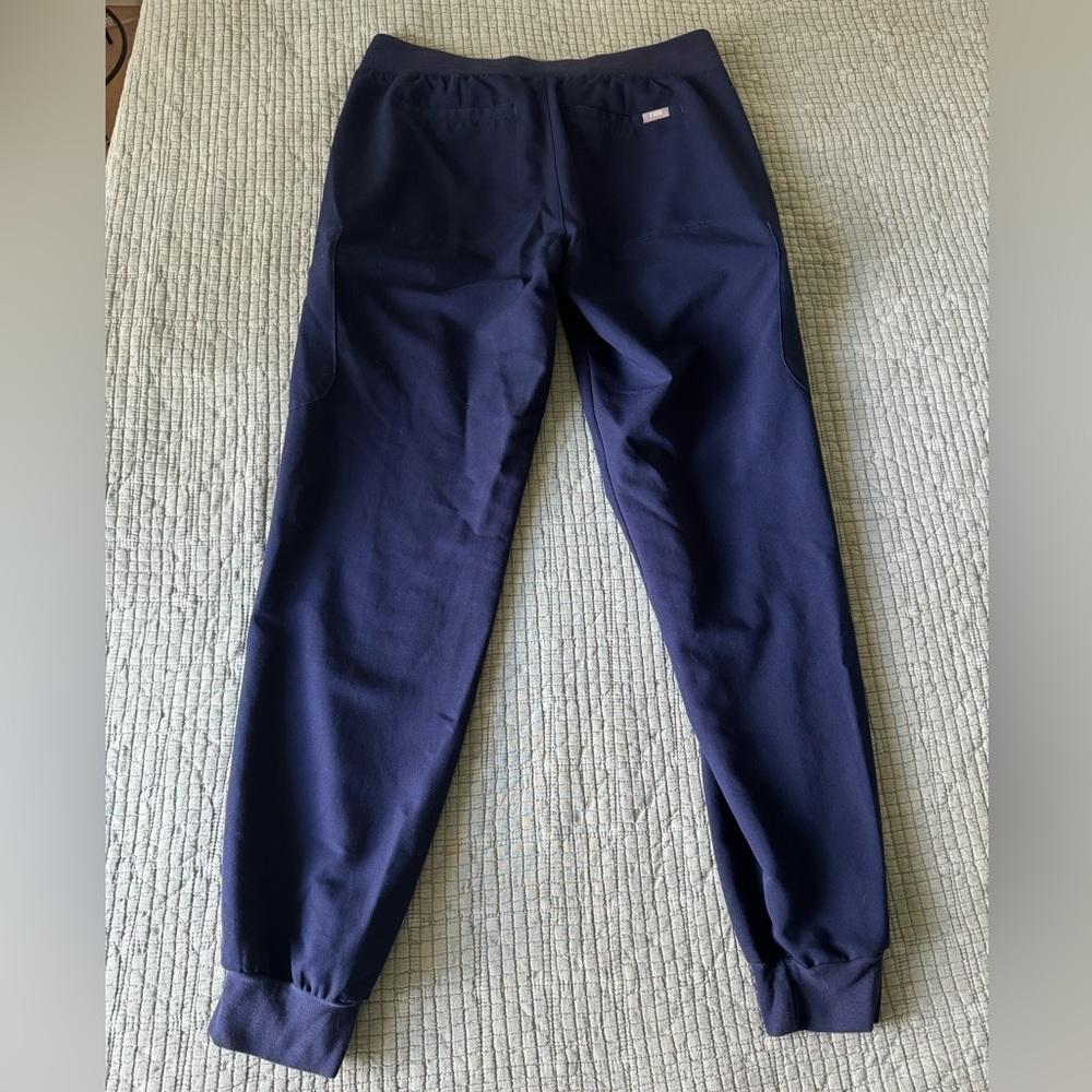 FIGS Scrub Pants Jogger Navy Medium Tall M/T Yellow Accent Multi Pocket - Picture 5 of 5